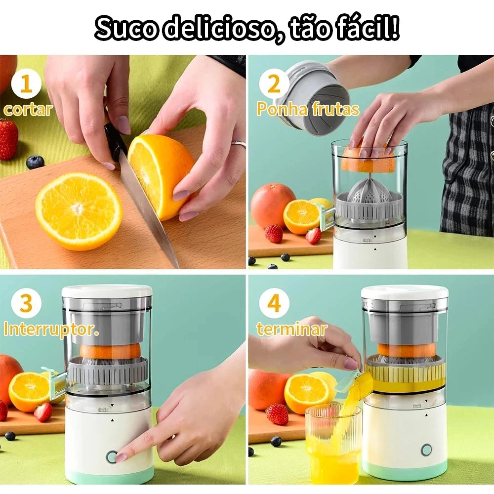 Espremedor de laranja elétrico, espremedor de frutas, máquina de suco, carregamento USB